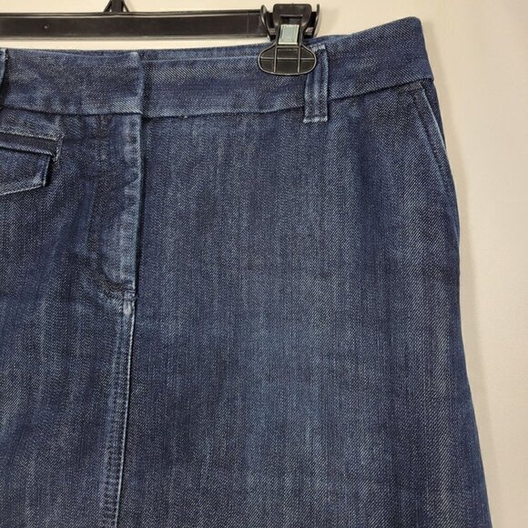 Ann Taylor Women's Dark Wash Stretch Denim, Jean Skirt Knee Length Size 8 - Picture 3 of 9